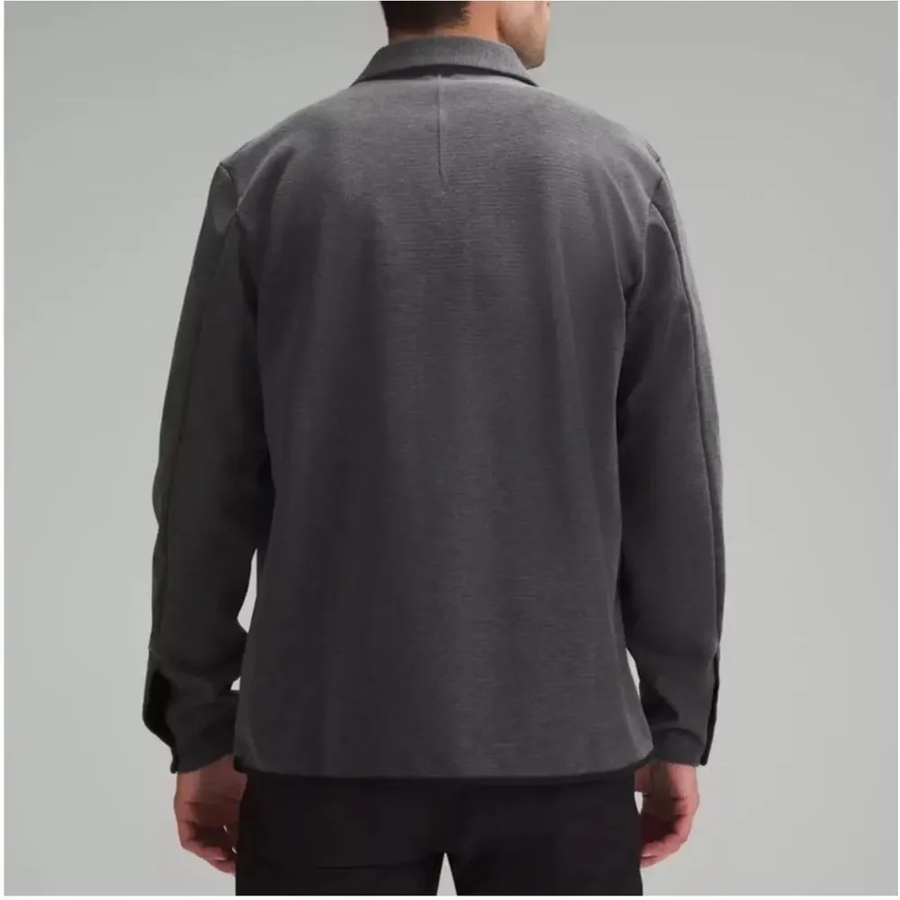 Lululemon Shirt Jacket Mens XS Gray Gridliner Fleece Overshirt Commute City Snap